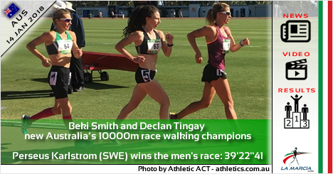 Beki Smith e Declan Tingay nuovi campioni australiani sui 10000m di marcia