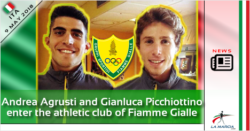 Andrea Agrusti and Gianluca Picchiottino enter the athletic club of Fiamme Gialle